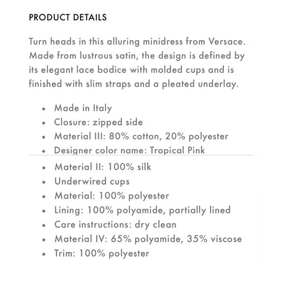 NWT Versace Runway Mini Dress IT 42 US 6 Pink Lace Trim Satin Silk $7,650 - Picture 16 of 16
